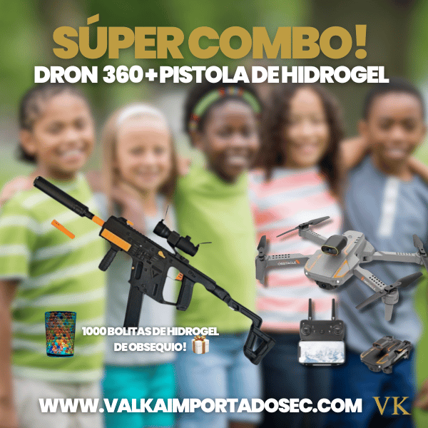 COMBO DRON 360 + PISTOLA DE HIDROGEL Y ENVÍO GRATIS