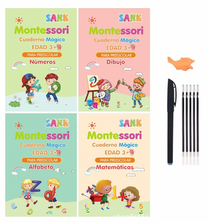 CUADERNO MAGICO MONTESSORI X4 UNIDADES + ENVÍO GRATIS