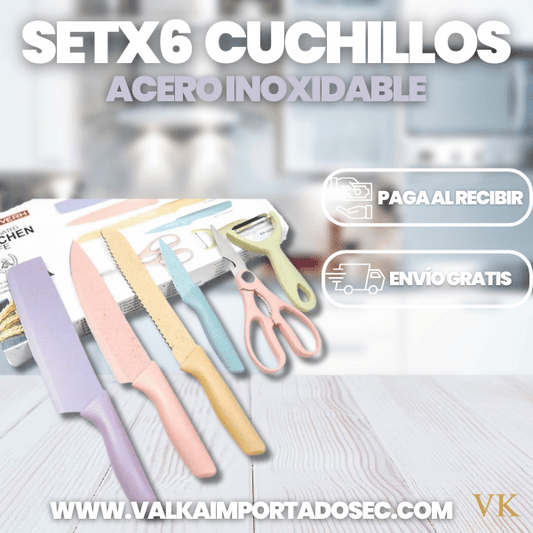 SET X6 CUCHILLOS ACERO INOXIDABLE + ENVÍO GRATIS